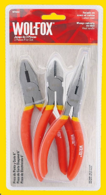 JUEGO 3PZS PINZA 6"  "WOLFOX"
