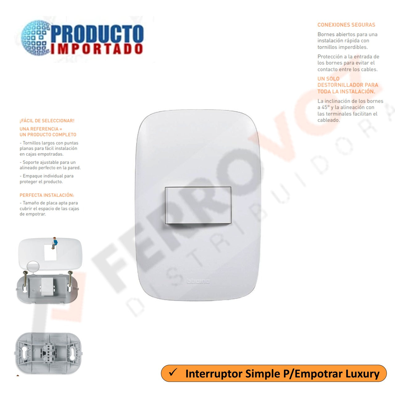 INTERRUPTOR SIMPLE P/EMPOTRAR  MODELO SENCIA BTICINO"