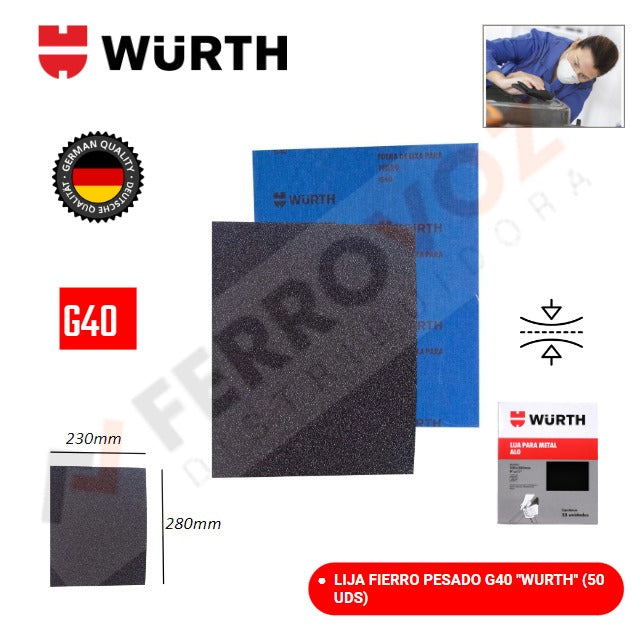 LIJA METAL PESADO G 40 ( X UND ) "WURTH"