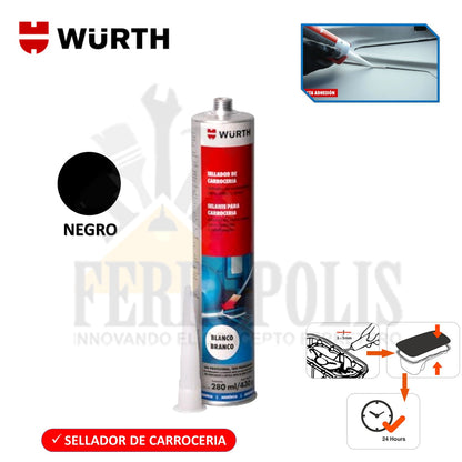 SELLADOR ADHESIVO POLIURETANO  NEGRO 280 ml. "WURTH"