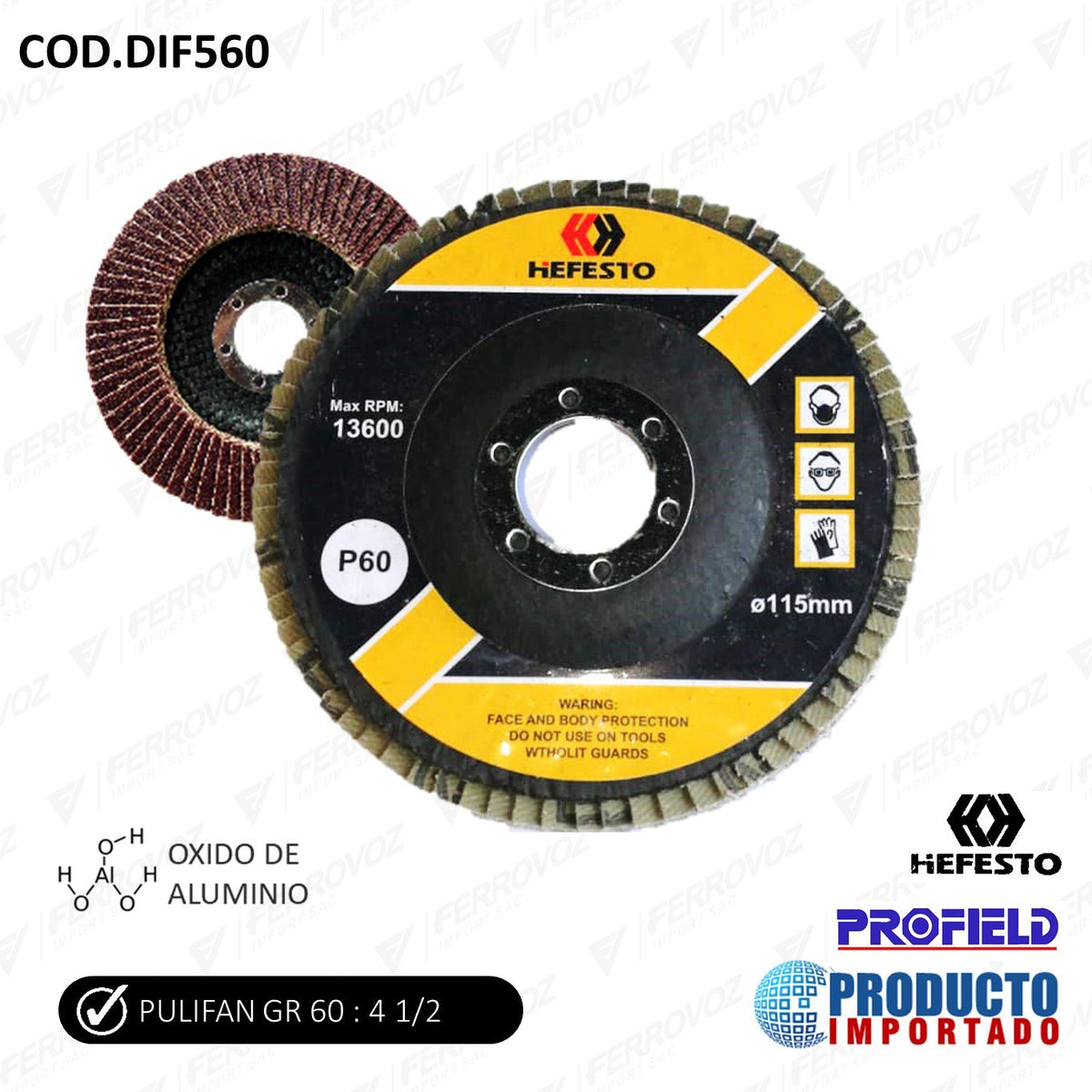 DISCO PULIFAN 4 1/2" X #60 IMPORTADO (10PCS)