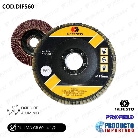 DISCO PULIFAN 4 1/2" X #60 IMPORTADO (10PCS)