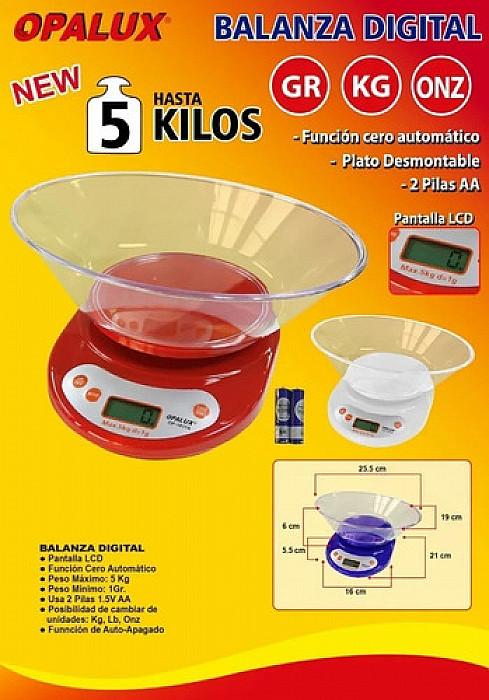 BALANZA GRAMERA DIGITAL ROJO 5KG