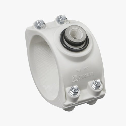 ABRAZADERA DE DOS CUERPOS TERMOPLASTICA C-PPR DN 160MM X 1/2" "CONCYSSA"