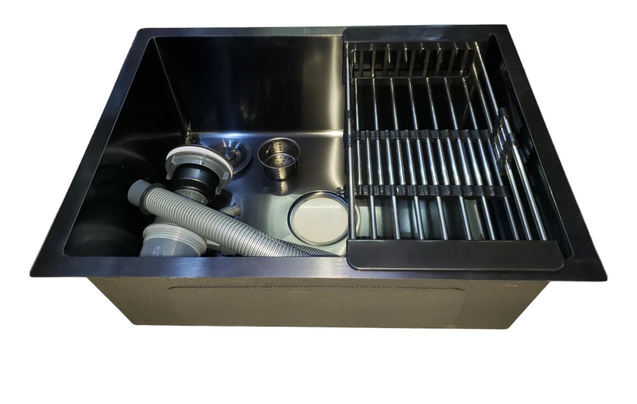LAVADERO COCINA NEGRO ACERO INOX  ≈ 60 X 46 CM  "R-INOX"