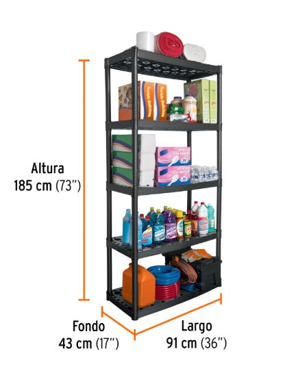 ESTANTE PLÁSTICO USO RUDO 185X43X91CM  (PESO MAX 70 KG) "TRUPER"