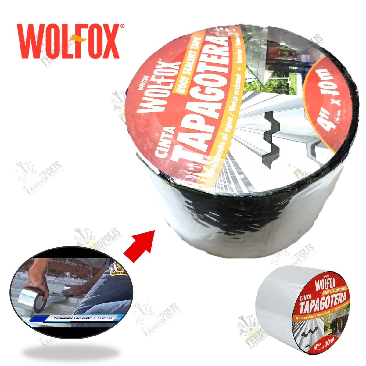 CINTA TAPAGOTERO 4" x 10 m "WOLFOX"
