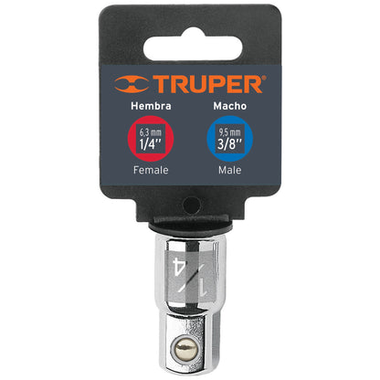 ADAPTADOR SOCKET HEMBRA 1/4" A MACHO 3/8" "TRUPER"