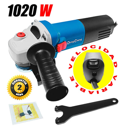 AMOLADORA ANGULAR 115 mm / 1020W 4200 -11800 rpm  velocidad  regulable DONGCHENG