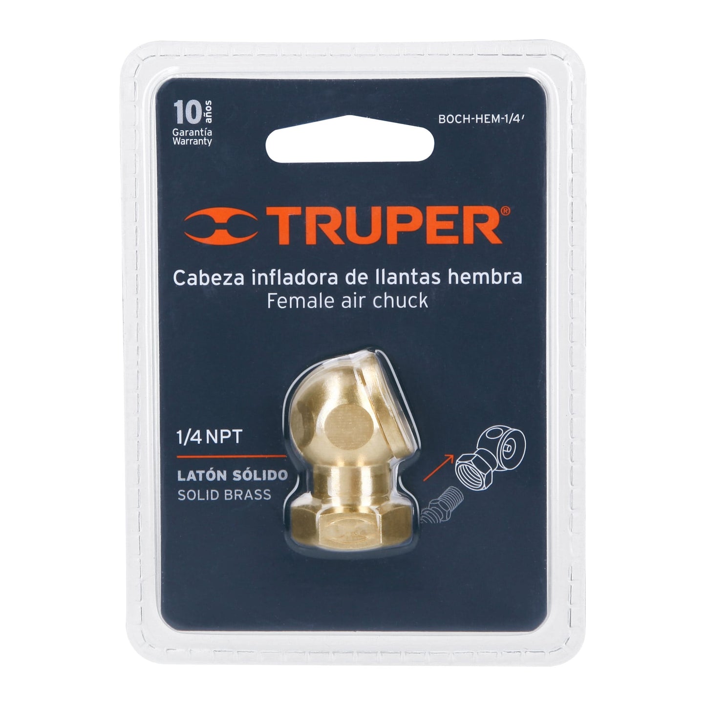 Cabeza infladora de llantas, conexión hembra 1/4" NPT " TRUPER "