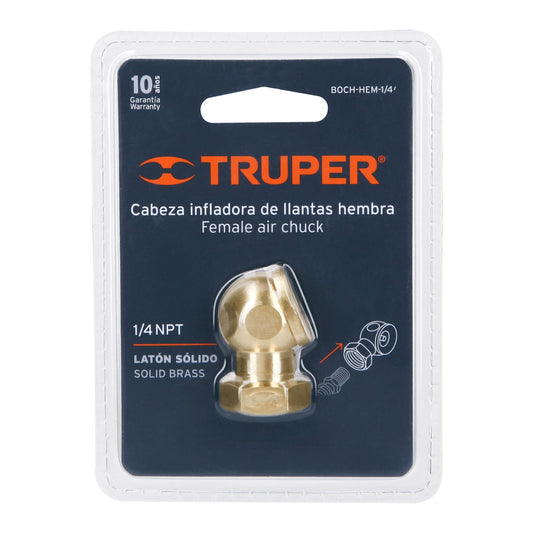 Cabeza infladora de llantas, conexión hembra 1/4" NPT " TRUPER "