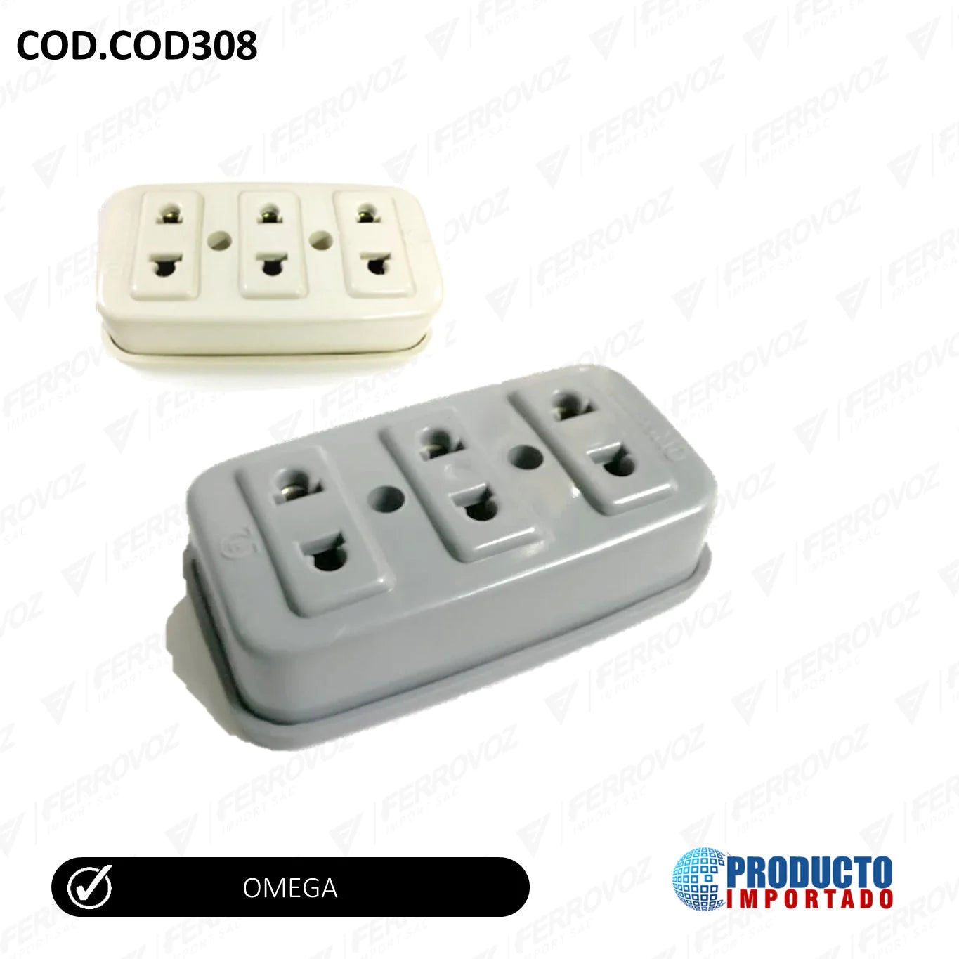 TOMACORRIENTE TRIPLE VISIBLE MARFIL