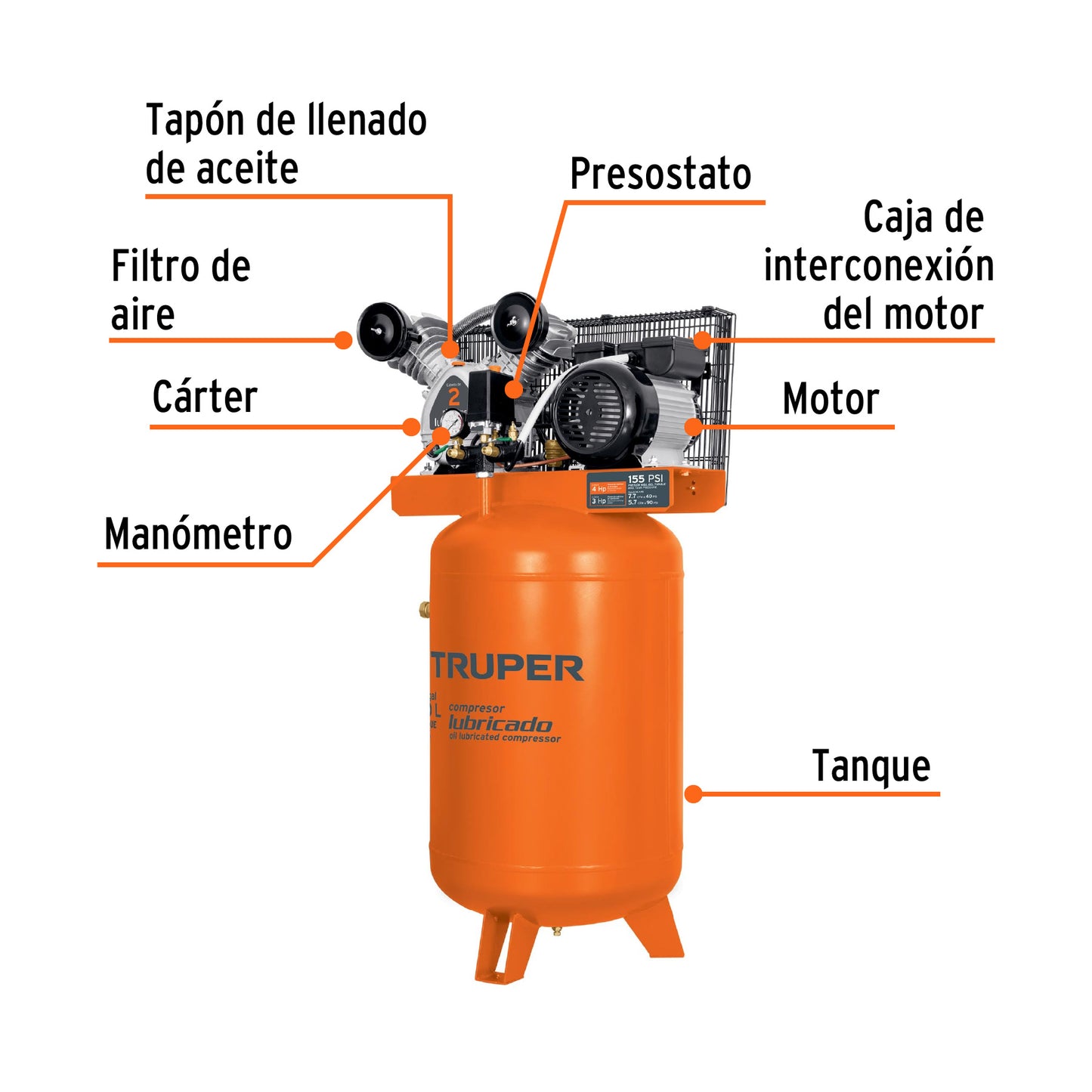 COMPRESORA 4.0 HP - 120 LT "TRUPER"