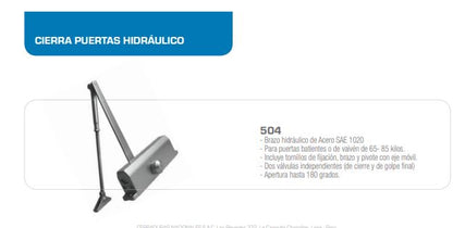 BRAZO HIDRAULICO CIERRA PUERTA MODELO 504 "TRAVEX"