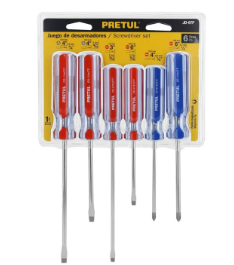 JUEGO 6 DESARMADORES MANGO PVC "PRETUL"