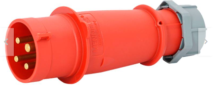ENCHUFE AEREO TRIFASICO 32AMP 3P+N+T 415V ROJO 6H IP44 "MANLAKIS"