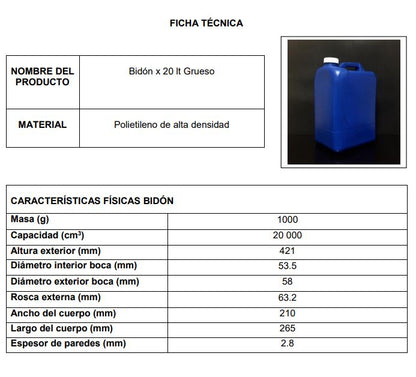 GALONERA  20 Lt AZUL 5GL