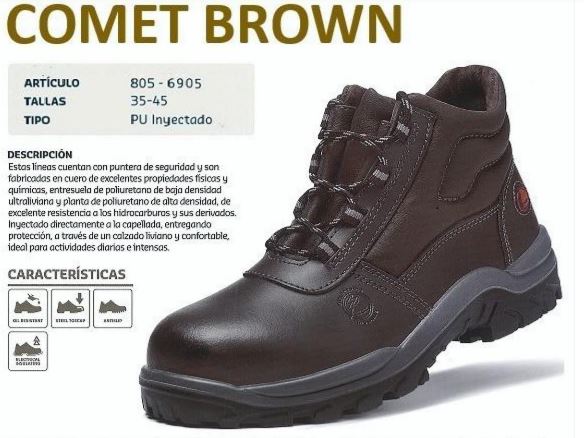 Botin punta de acero modelo Comet Brown marca Bata Talla:45
