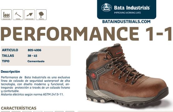 BOTIN PERFORMANCE 1.1 marca Bata Talla 42