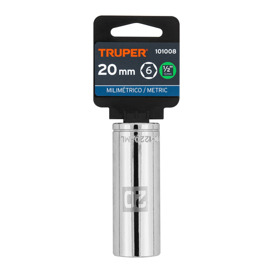 DADO CROMADO TUBULAR HEXAGONAL ENCASTRE 1/2 x 20MM TRUPER