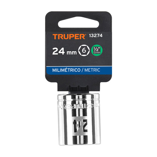 DADO CROMADO HEXAGONAL ENCASTRE 1/2 x 24MM TRUPER