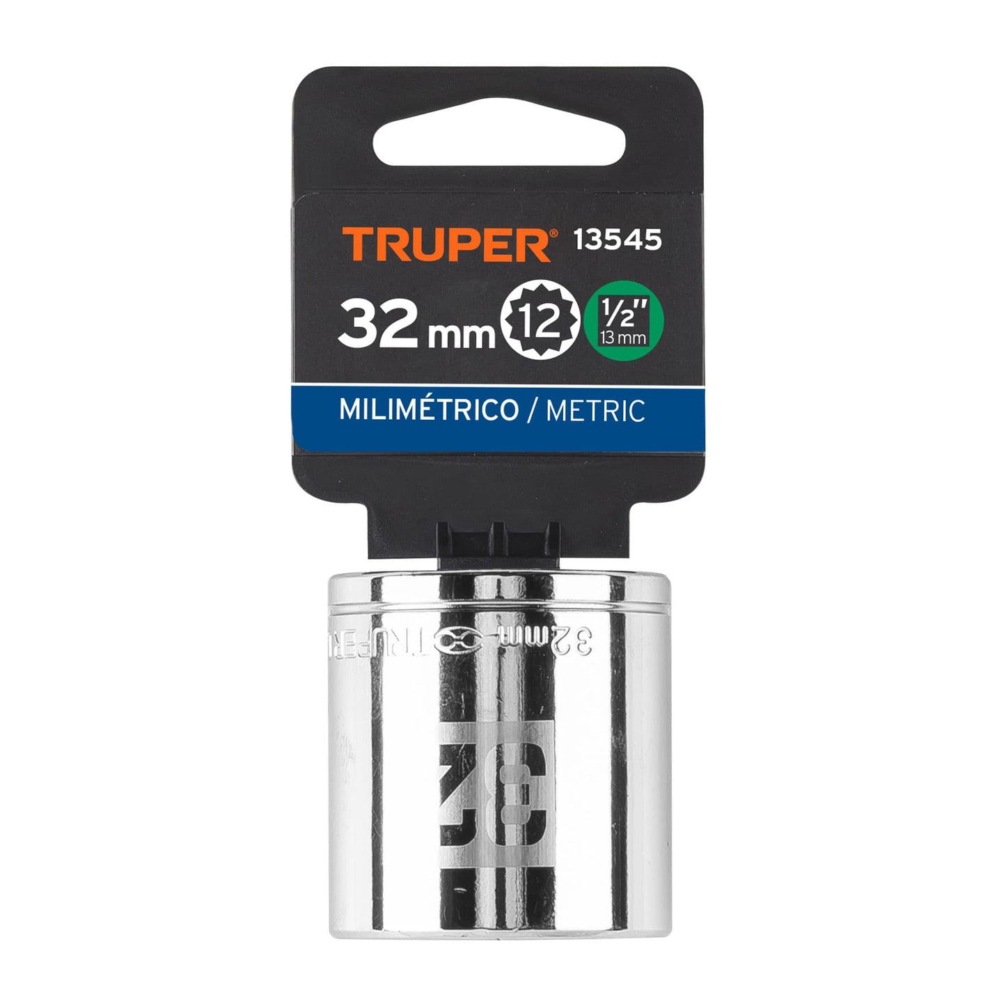 DADO CROMADO HEXAGONAL ENCASTRE 1/2 x 32MM TRUPER