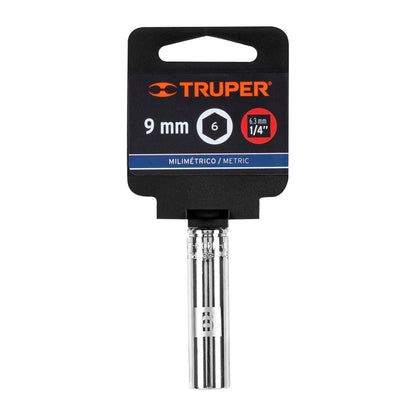 DADO TUBULAR HEXAGONAL 1/4"x 9MM "TRUPER"