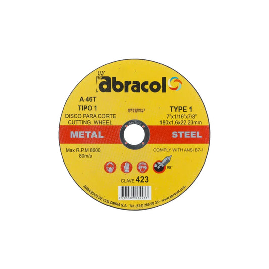 DISCO CORTE METAL 4 1/2" "ABRACOL"