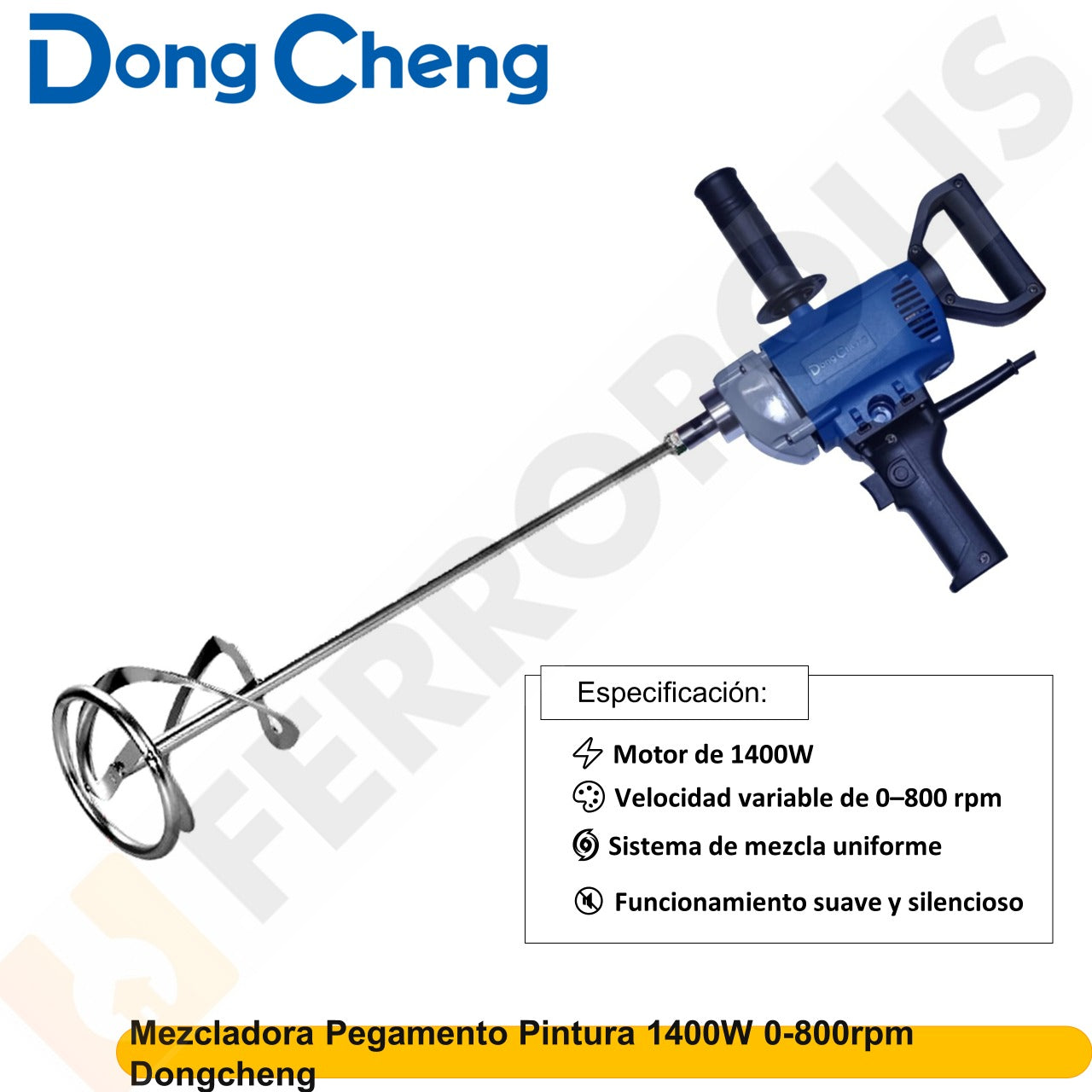 TALADRO MEZCLADOR CONCRETO PINTURA   1400W 0-800rpm Dongcheng