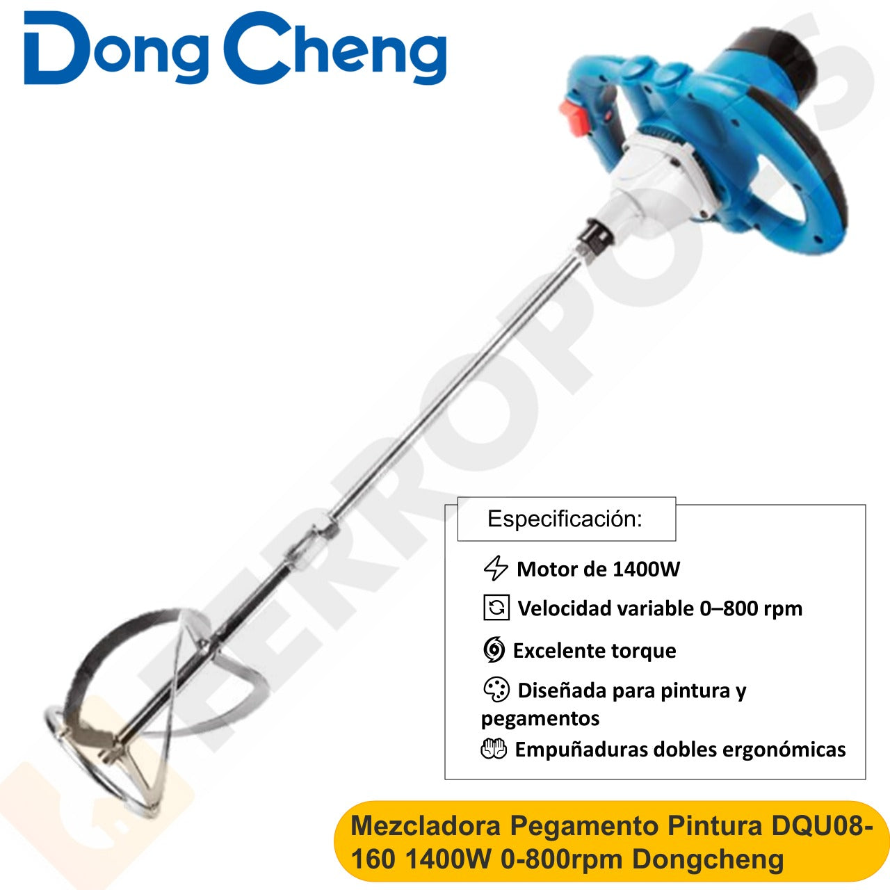 TALADRO MEZCLADOR CONCRETO PINTURA  DQU08-160 1400W 0-800rpm Dongcheng