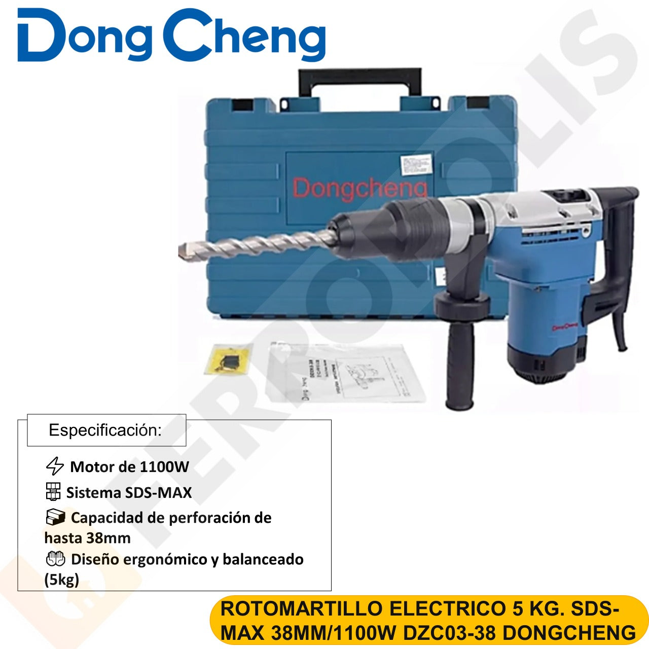 ROTOMARTILLO ELECTRICO 5 KG. SDS-MAX 38MM/1100W DZC03-38 DONGCHENG