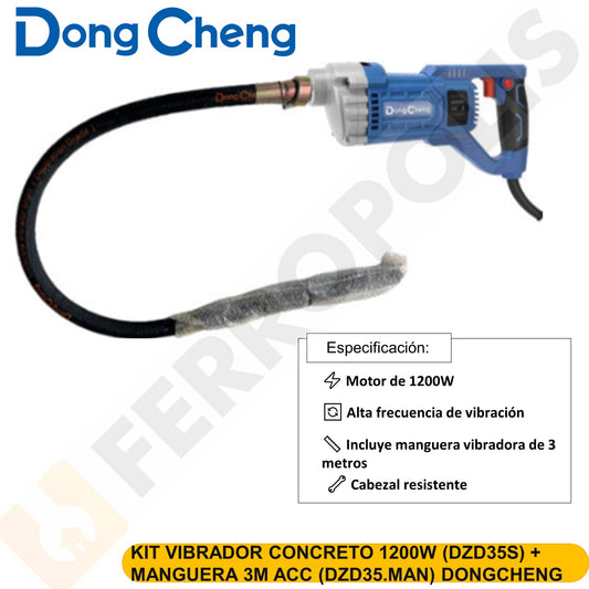 KIT VIBRADOR CONCRETO 1200W (DZD35S) + MANGUERA 3M ACC (DZD35.MAN) DONGCHENG