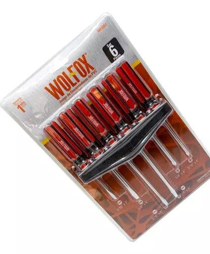 JUEGO DESARMADOR MANGO GOMA 6 pzs "WOLFOX"
