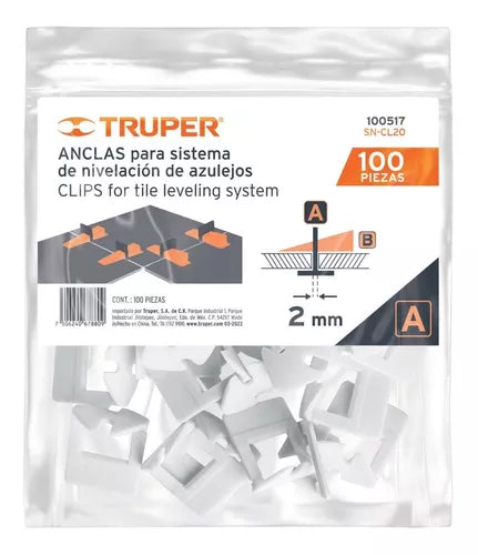 NIVELADOR MAYOLICA 2 mm ( 100 und ) "TRUPER"