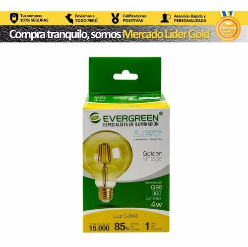 FOCO VINTAGE LED VIDRIO RETRO FILAMENTO 6W "EVERGREEN"