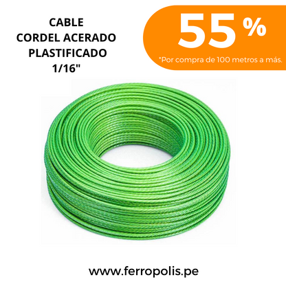 CABLE CORDEL ACERADO PLASTIFICADO 1/16"  ( x mt. )