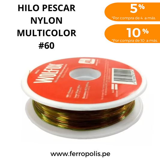 HILO PESCAR NYLON MILTICOLOR #60 "WOLFOX"