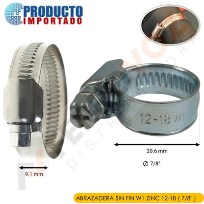 ABRAZADERA REFORZADO ACERADO T/ SIN FIN 7/8" ( 12 -18 MM ) 2 PCS