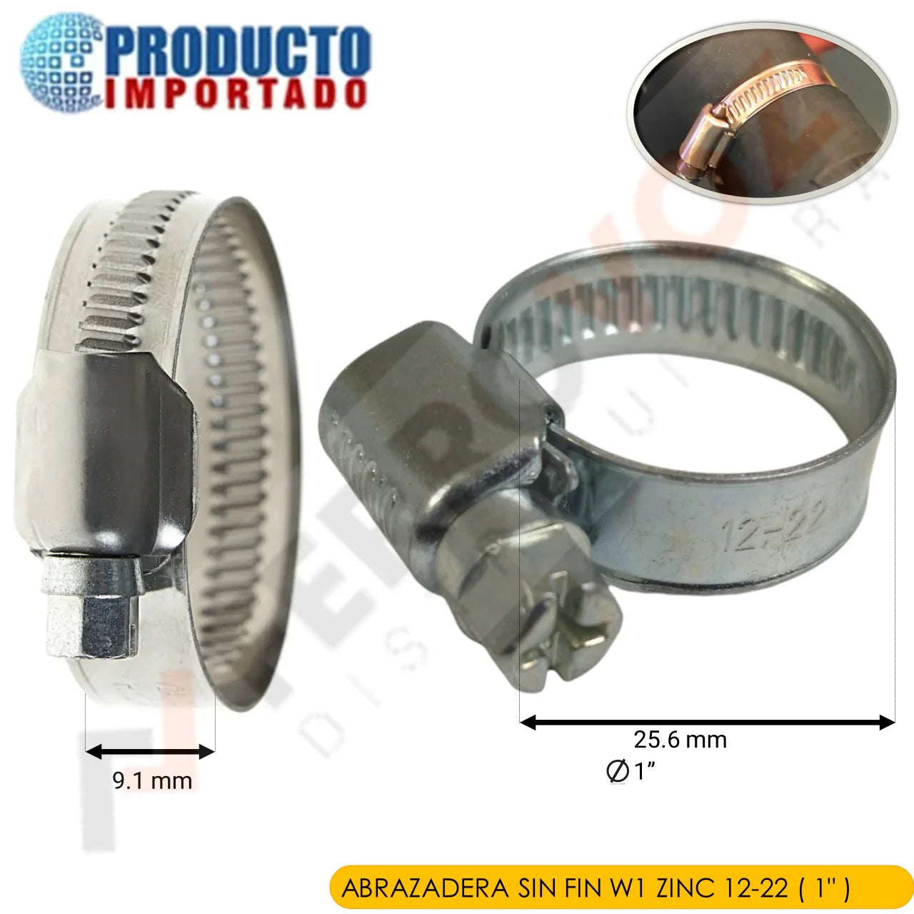 ABRAZADERA REFORZADO ACERADO T/SIN FIN 1" ( 12 -22 MM ) 2 PCS
