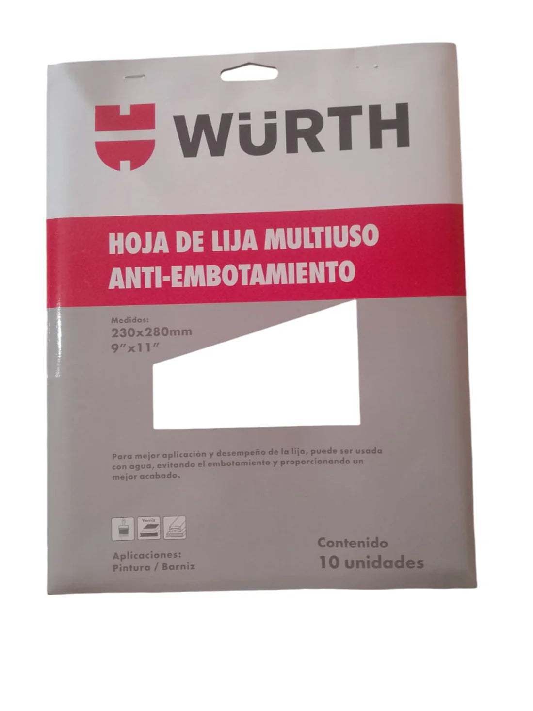 LIJA MADERA MULTIUSO SECA ANTIEMPASTE #180 "WURTH"