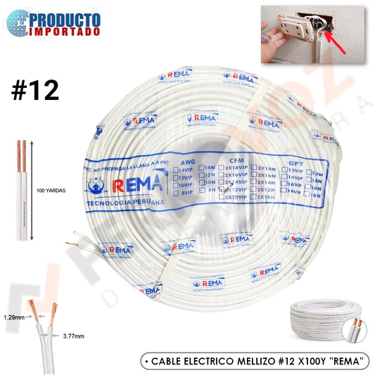 CABLE ELECTRICO  MELLIZO #12 X100Y "REMA" ( x rollo )