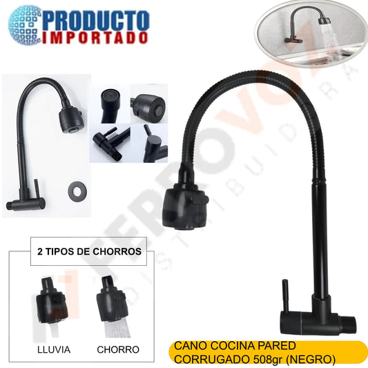 CAÑO COCINA PARED CORRUGADO 508 GR. (NEGRO )