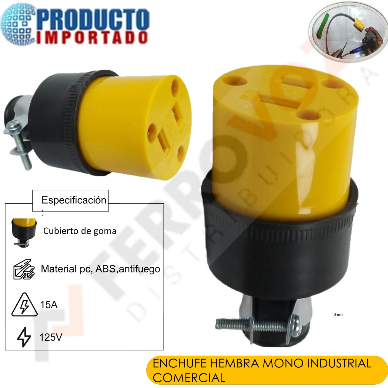 ENCHUFE MONO INDUSTRIAL HEMBRA