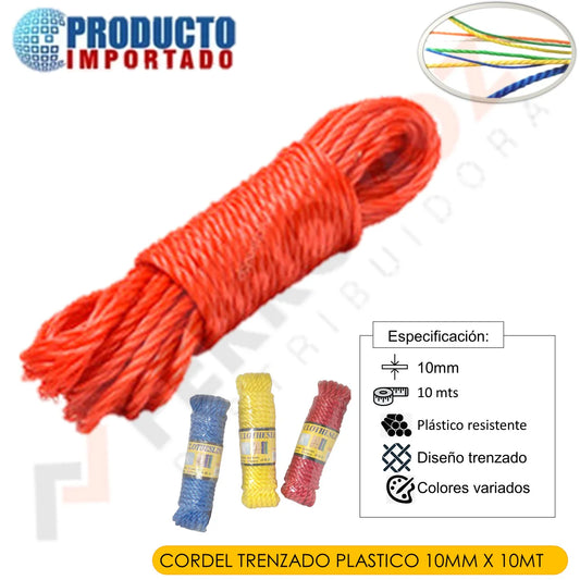CORDEL TRENZADO PLASTICO 10 mm. x  10 mt