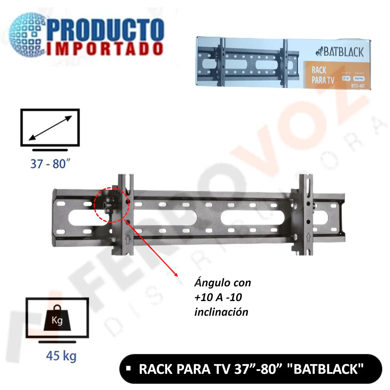RACK PARA TV 37” - 80” "BATBLACK"