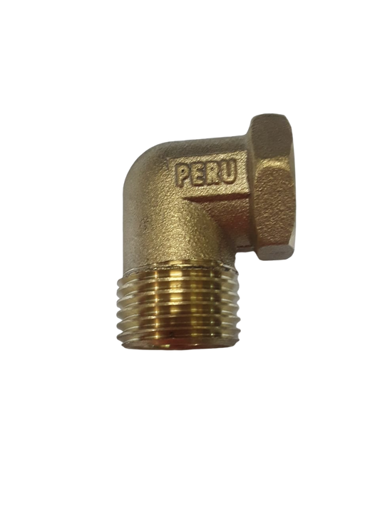 CODO BRONCE  MACHO 1/2" x 3/8"  HEMBRA ( GAS CALIDA ) LIVIANO