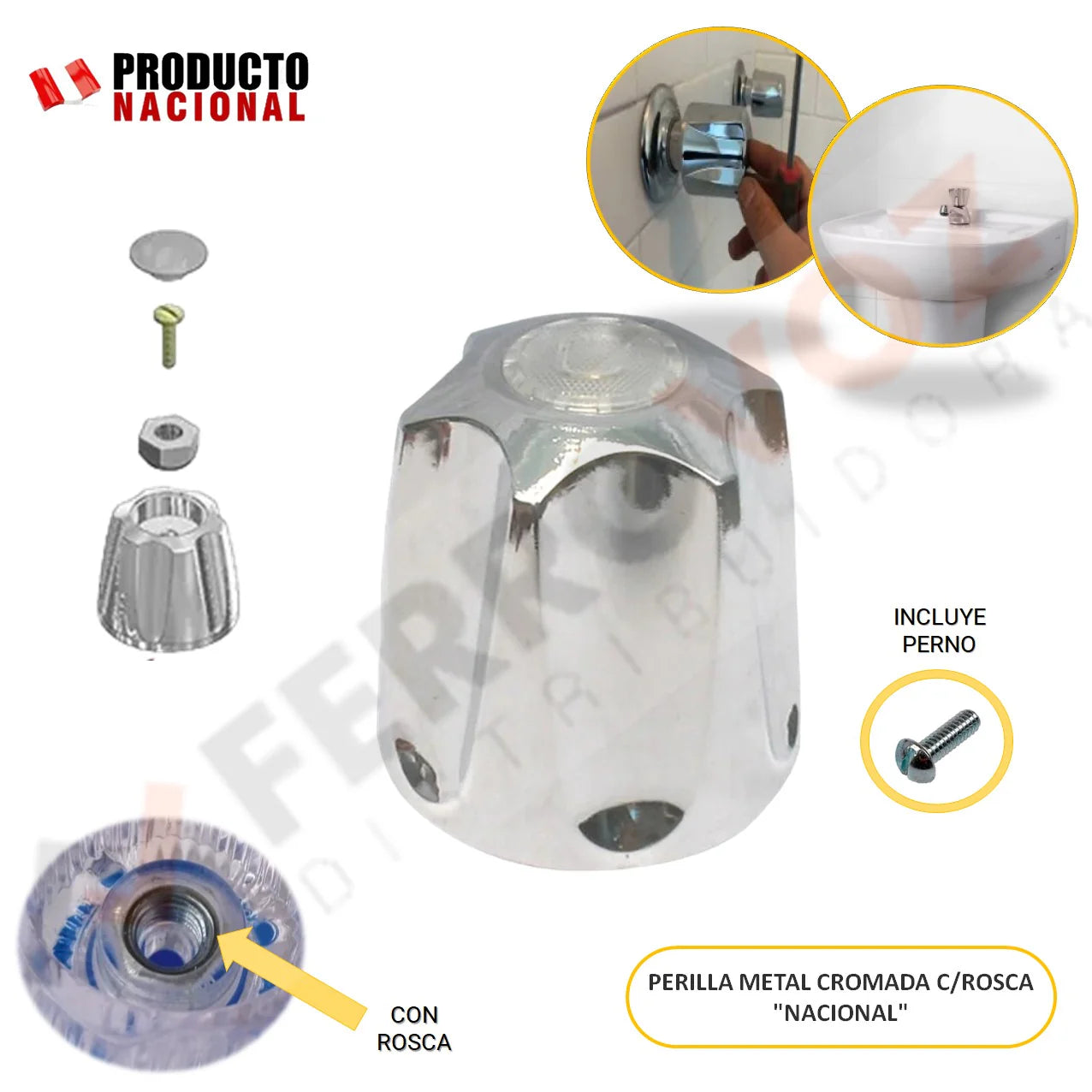 PERILLA METAL CROMADA C/ROSCA