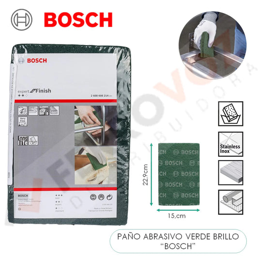 PAÑO PULIDOR ABRASIVO VERDE ACERO INOX " BOSCH "