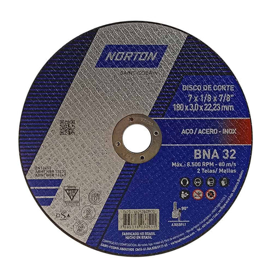 DISCO CORTE METAL 7" X 1/8" X 7/8"  "NORTON"