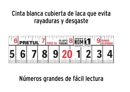 CINTA METRICA AMARILLA 8MT "PRETUL"